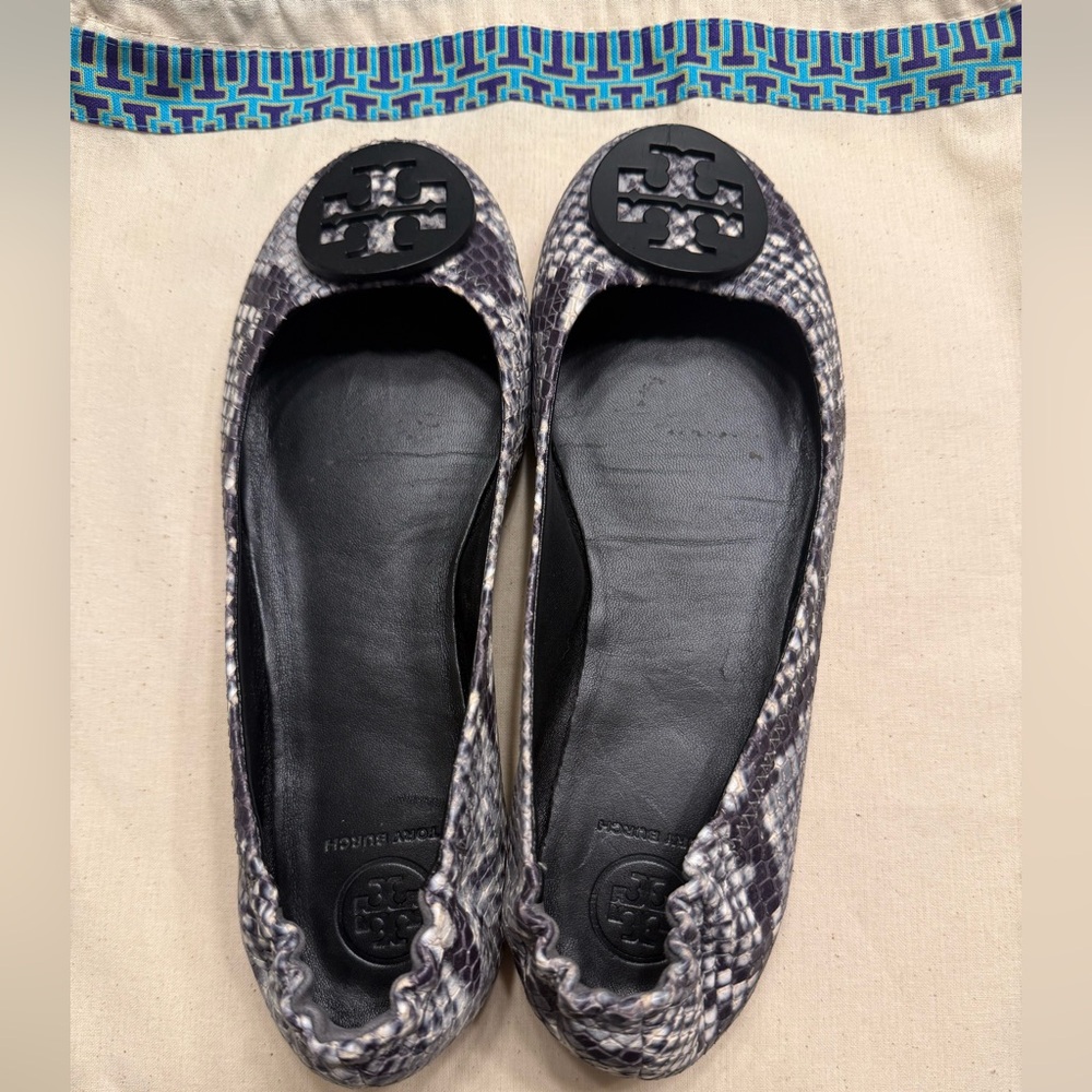 Tory Burch Snake Print Ballet Flats. Size 7